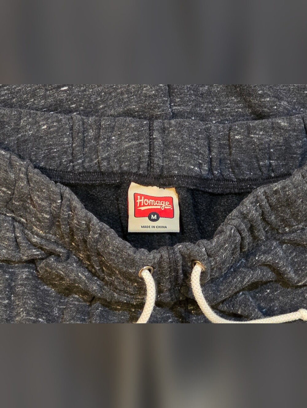 HOMAGE Heather Dark Charcoal Athletic Sweatpants with White Drawcord - Picture 3 of 4